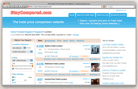 Hotel Search Screenshot